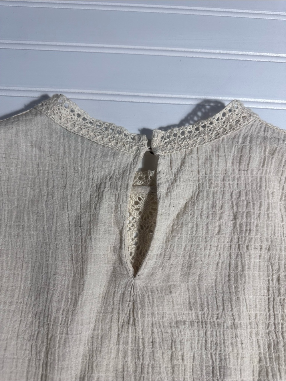 Zara cream crochet lace cropped long sleeve top women’s medium - Picture 6 of 10